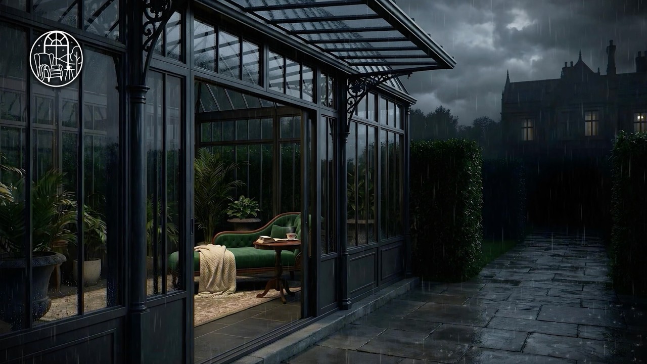 Deep Sleep Heavy Rain in the Glasshouse | Brown Noise No Music, No Thunder | 3 Hours