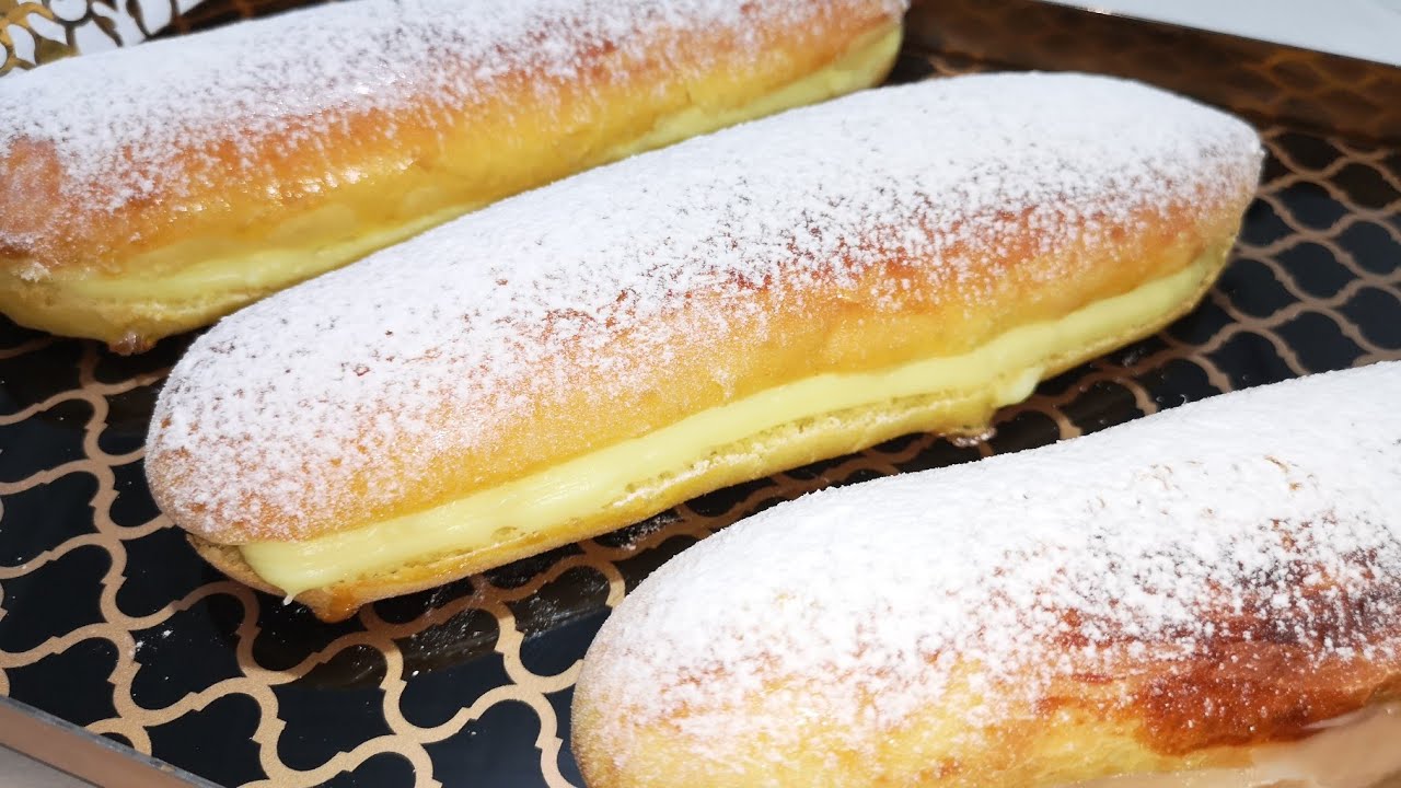 بريوش المحلات محشي بالكريمة خفيف وبنيين لسحور رمضان