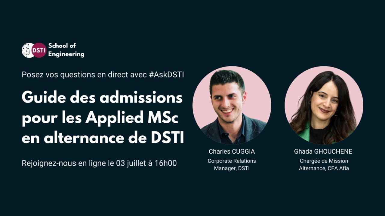 Guide des admissions pour les Applied MSc en alternance de DSTI