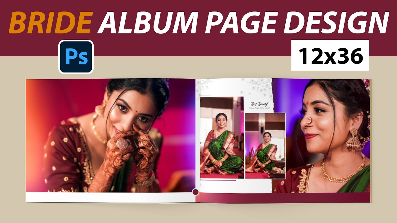 Professional Beautiful Bride Portrait Wedding Album Page Design Step by Step