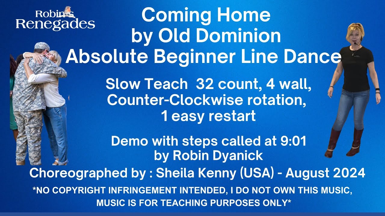 Coming Home by Old Dominion Absolute Beginner Line Dance - Slow Teach and Demo with Steps called