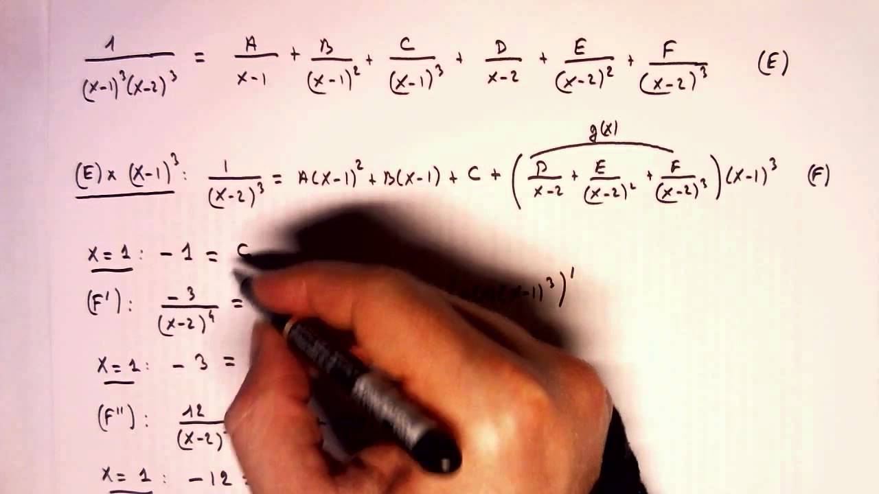 D&eacute;composition en &eacute;l&eacute;ments simples : technique des d&eacute;riv&eacute;es.