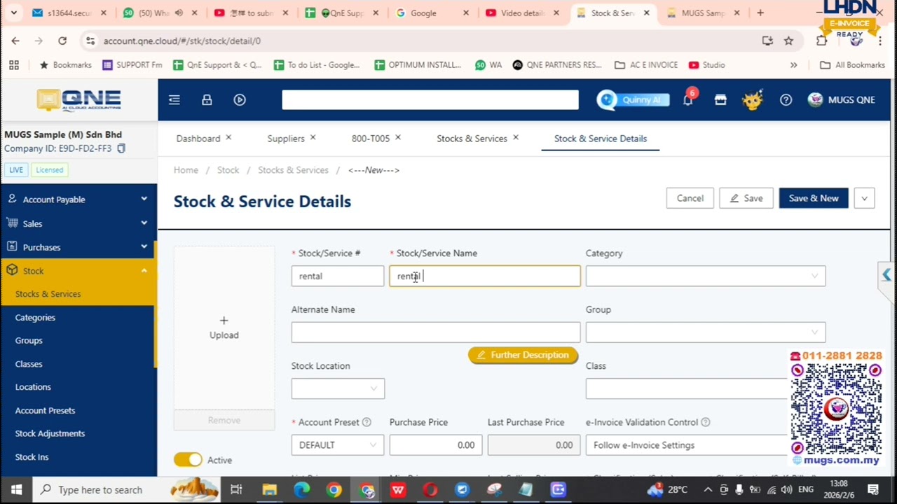 怎样in pay rental fee in purchase invoice and submit self bill in QnE Cloud
