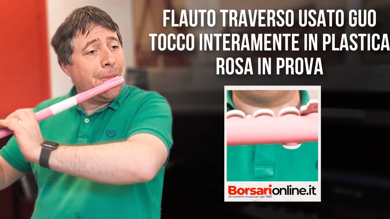 FLAUTO TRAVERSO USATO GUO TOCCO INTERAMENTE IN PLASTICA ROSA IN PROVA