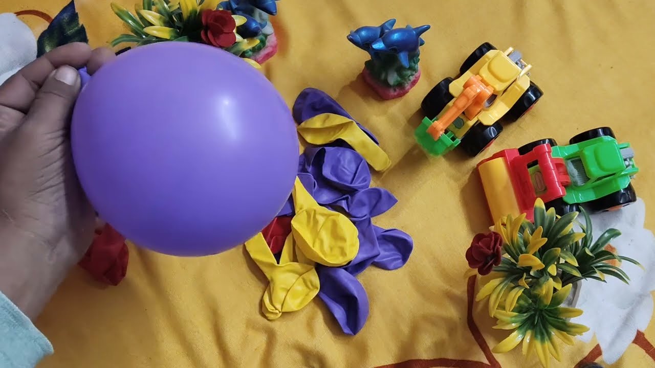 4 k Colorful mini Asmr Bolloon unboxing / yellow Asmr Blow & Pop Fun #poppballons #balloon