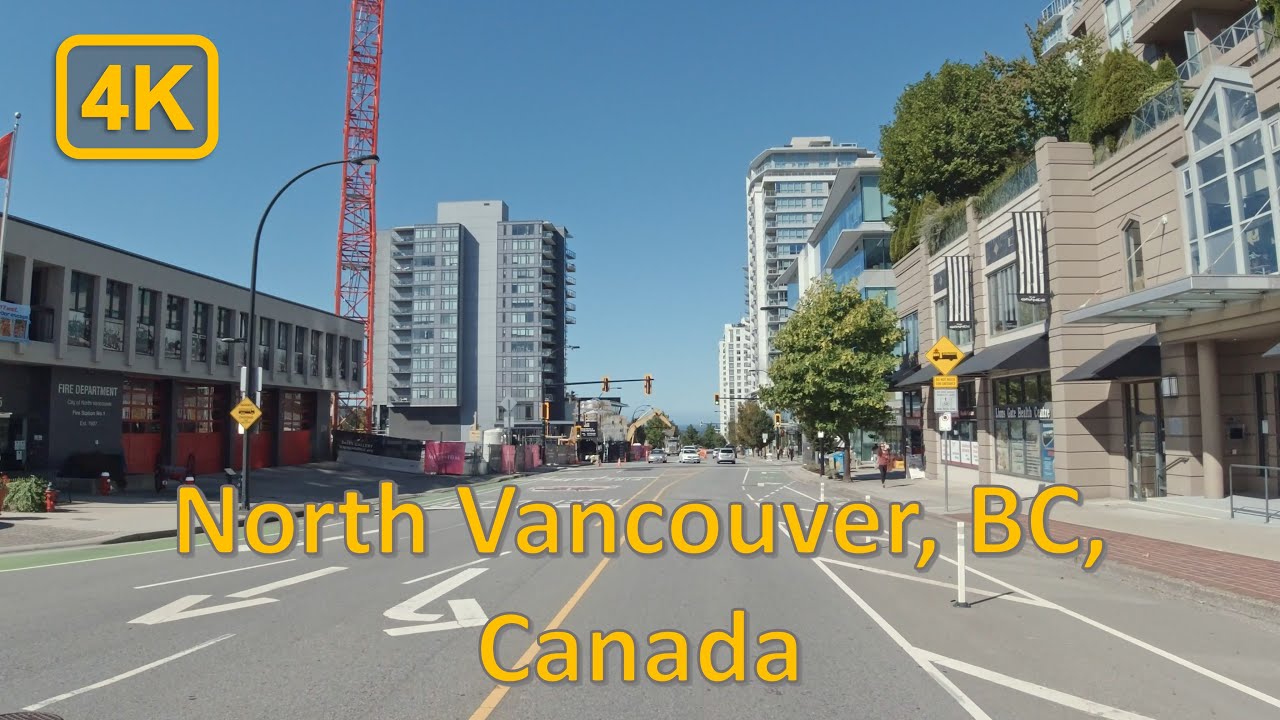 Driving in Downtown North Vancouver, British Columbia, Canada - 4K60fps