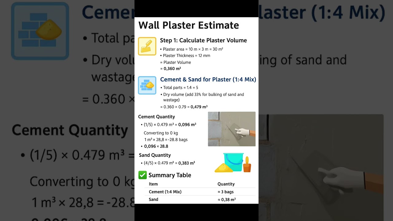 Basic Knowledge for Civil Engineering | How to Calculate Wall #Plaster Estimate | #Shorts