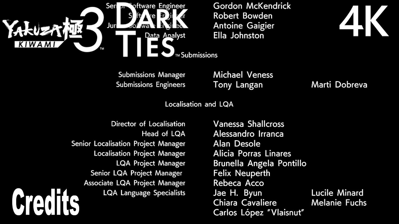 Yakuza Kiwami 3 Dark Ties Credits 4K