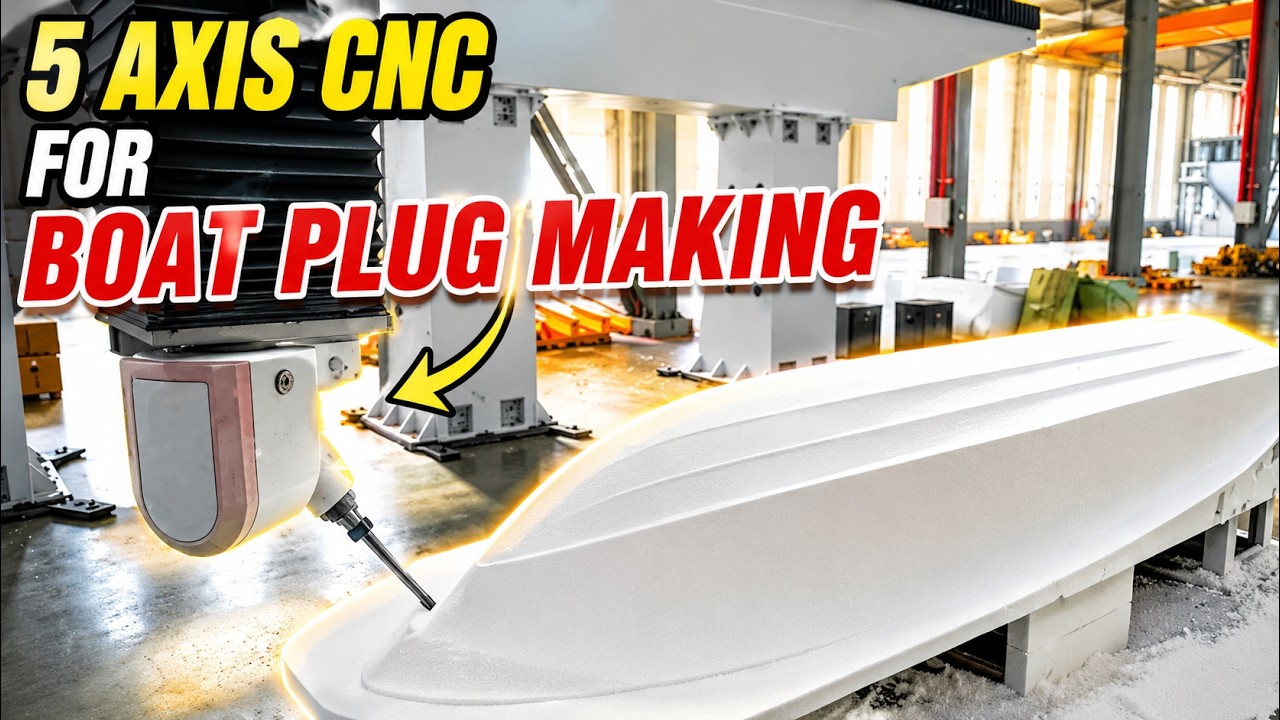Large format 5 axis cnc router for foam boat plug yacht mold marine hull making #5axiscnc