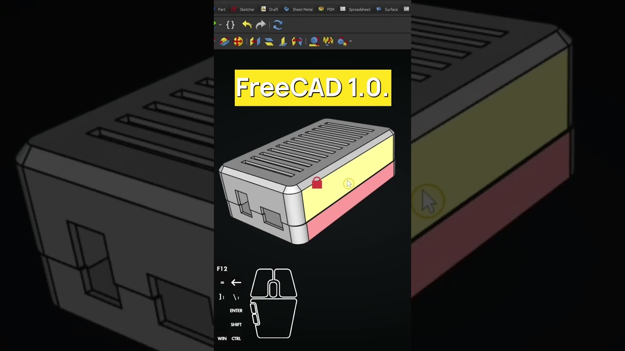 🏗 FreeCAD Assembly Workbench - FreeCAD 1.0 - Electronic Enclosure Box | #Shorts