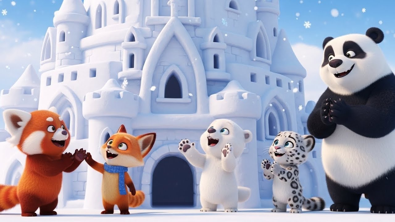 Панда и его друзья строят снежный замок 🐼❄️🏰 | Мультфильм для детей и зимние забавы