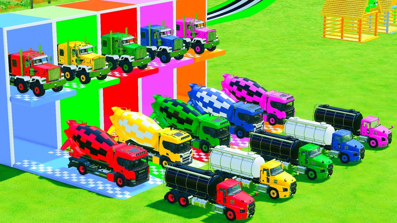 GARAGE WITH COLORS – TRANSPORTING ALL MIXER TRUCKS IN FARMING SIMULATOR 22!