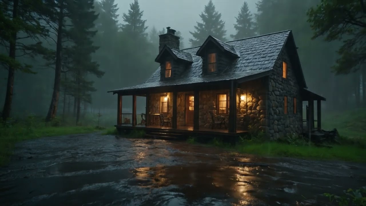 Rain Sounds for Sleep | Alpine Forest Cabin Sanctuary