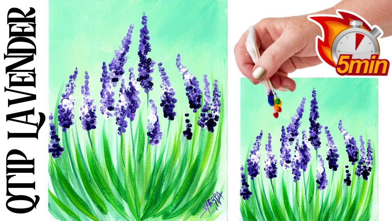 ☆ Easy Lavender Painting with Cotton Swabs 5 minutes tutorial  step by step ☆ #9  | TheArtSherpa