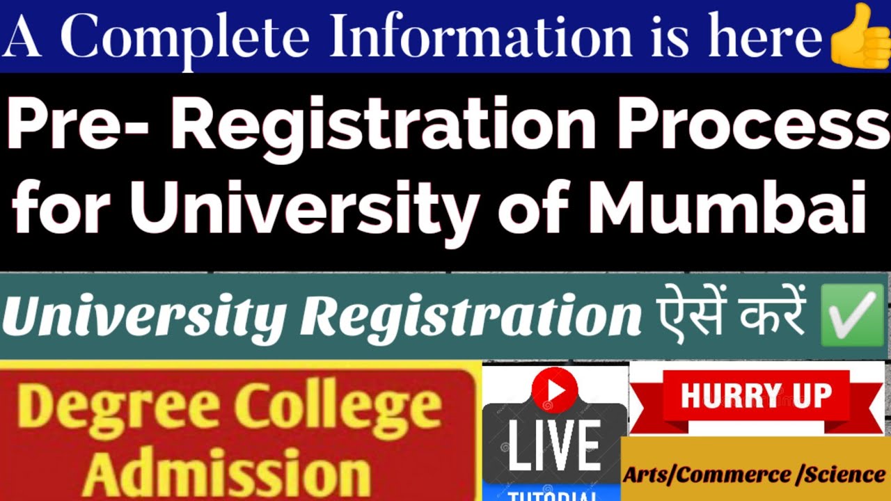 Pre- Admission Enrollment form filling 2021- Registration for University Mumbai | Degree College