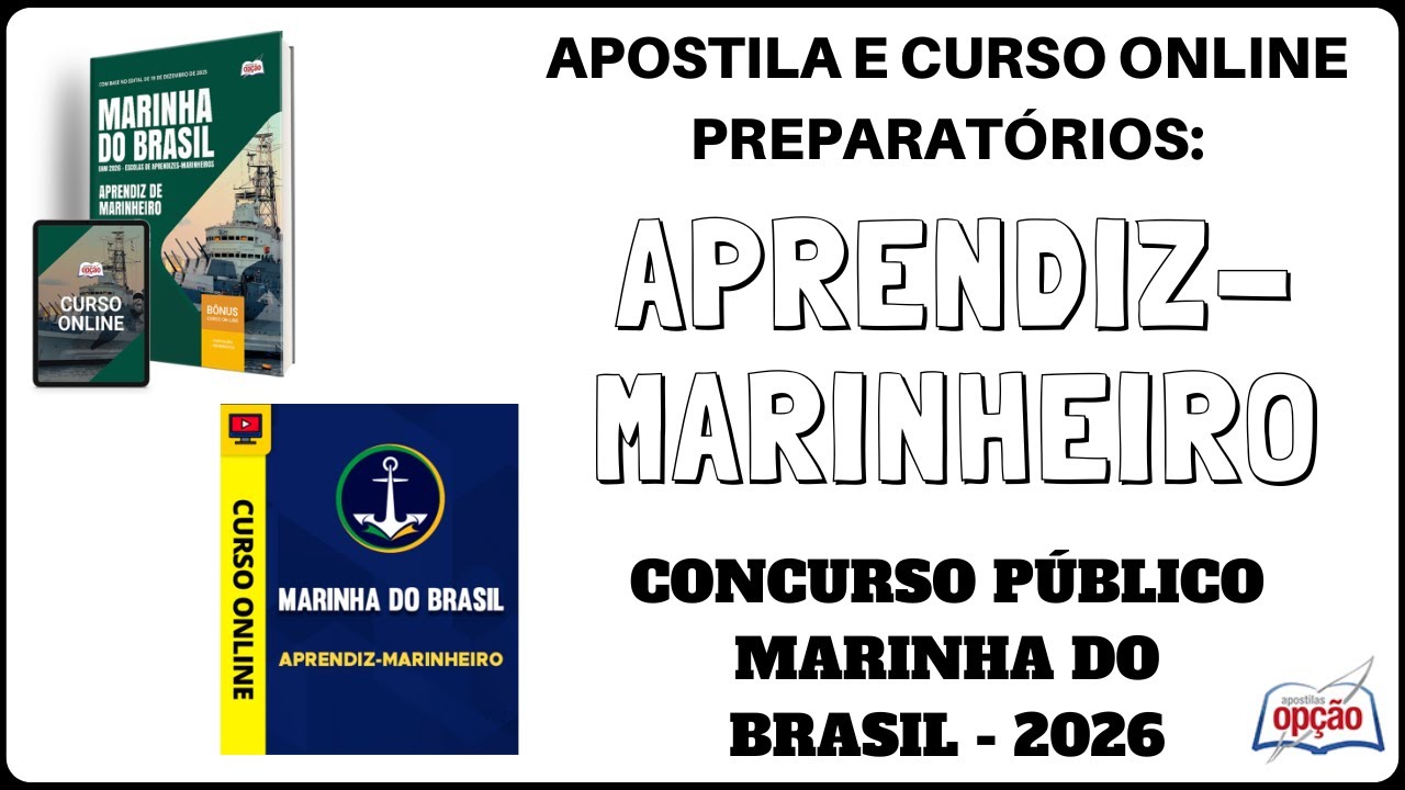 Apostila e Curso Online Aprendiz-Marinheiro - Concurso Marinha do Brasil / 2026