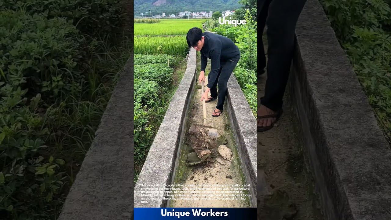 Cleaning irrigation canal: maintaining water flow for crops