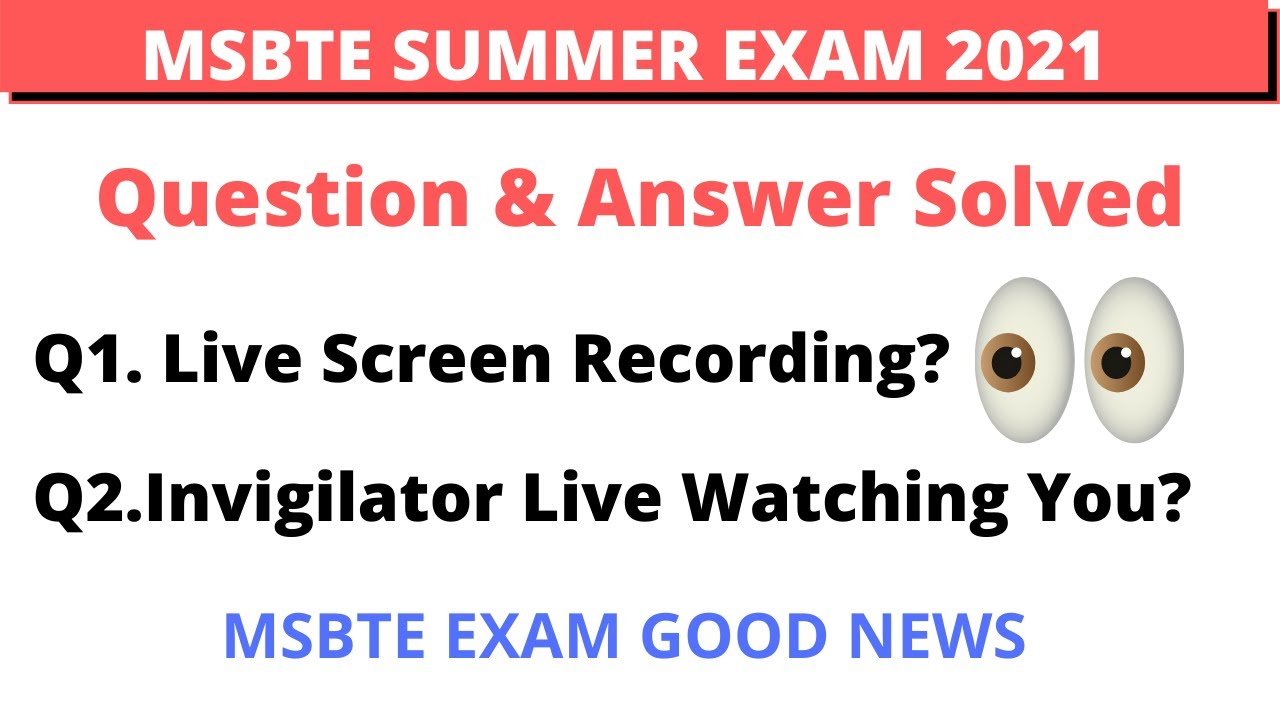 MSBTE Exam GOOD NEWS | LIVE EXAM SCREEN RECODING? MSBTE SUMMER 2021 EXAM | MCQ Question Bank