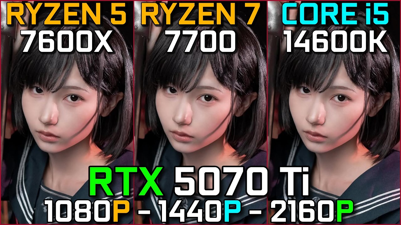 Ryzen 5 7600X vs Ryzen 7 7700 vs Core i5 14600K | RTX 5070 Ti Bottleneck Test | 1080p, 1440p, 4K