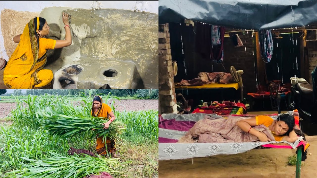 ⛈️Village Heavy Rain Day Morning Vlog🌄लगातार तेज बारिश में भी नहीं रुका हमारा काम | Daily Rural Life