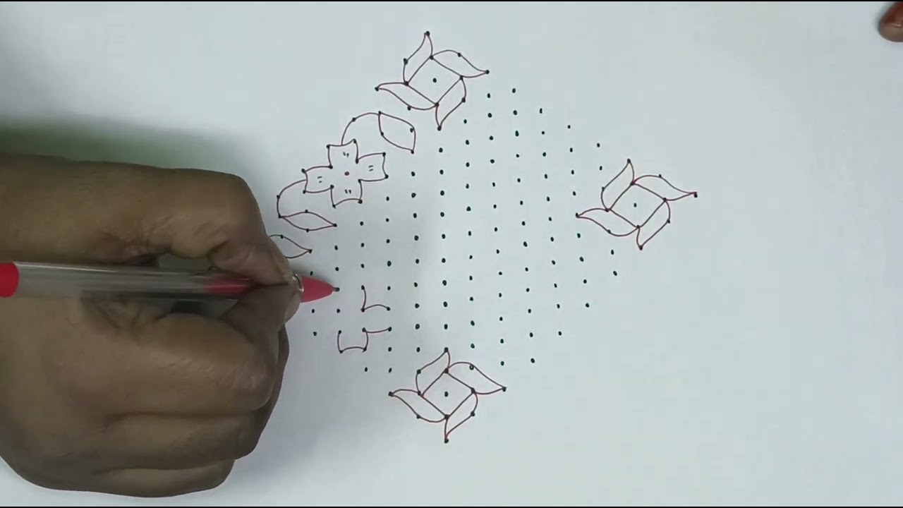 19*1 dots easy simple rangoli design #subscribe #simplerangoli #channel 🪻🪻🪻