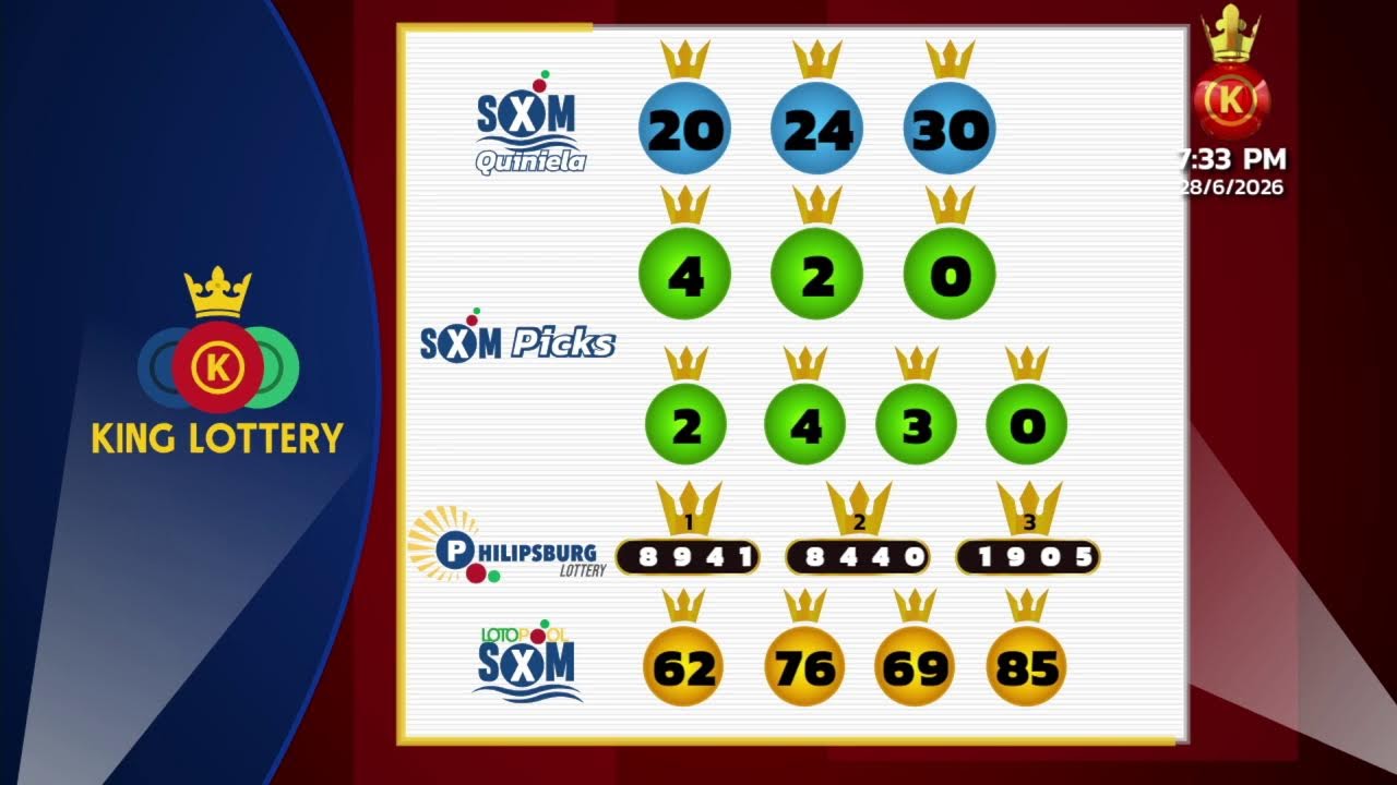 King Lottery SXM EN VIVO │ Resultados Domingo 28 De Junio 2026 - 07:30PM