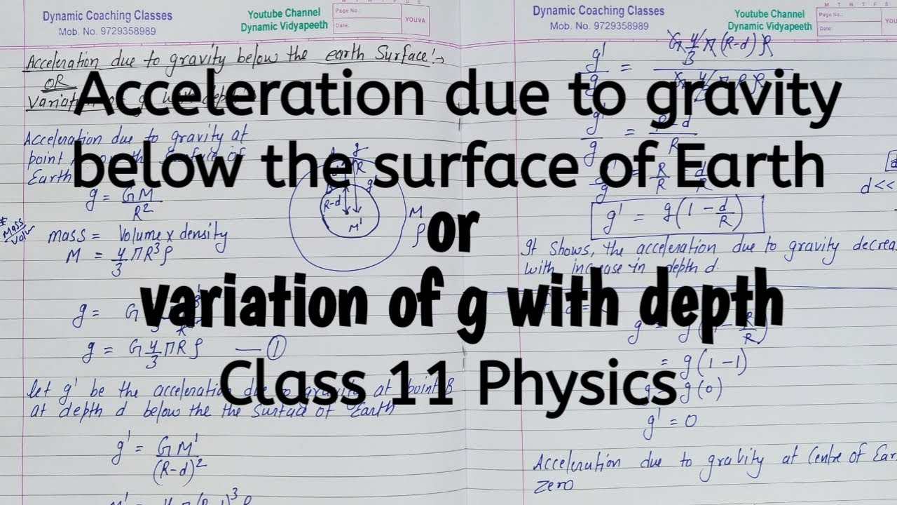Acceleration due to gravity below the surface of Earth | Variation of g | Chapter 7 | Gravitation
