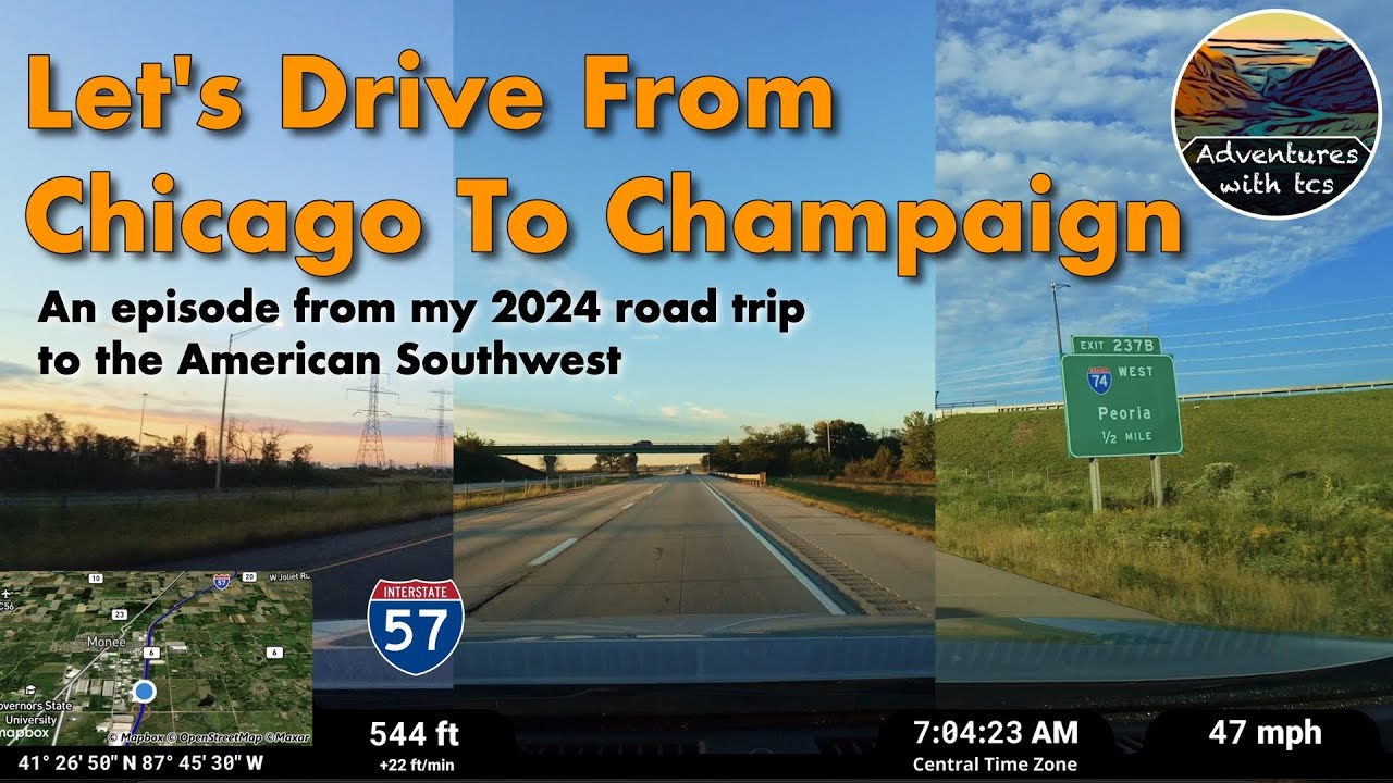 Let's Drive From Chicago to Champaign, Illinois on I-57, I-80 and I-294