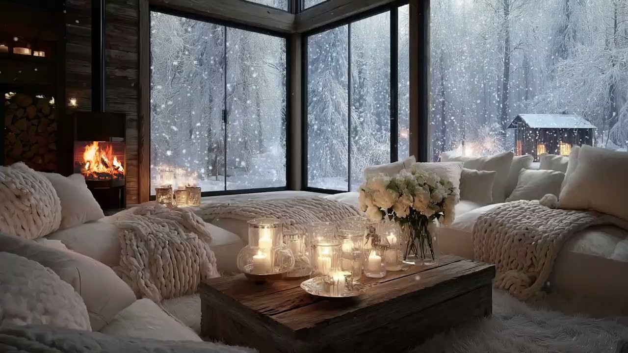 Soft Winter Piano | Fireplace Ambience for Study, Sleep & Reading