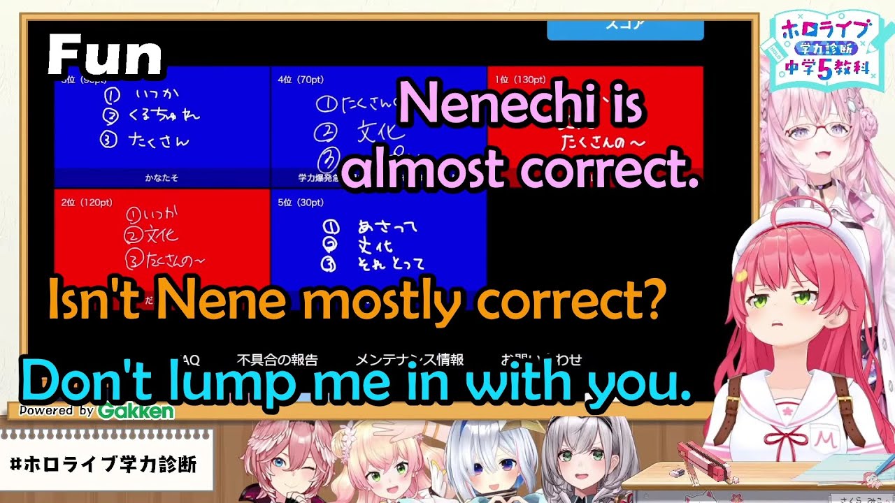 Miko, Nene, Lui, Kanata and Noel Answering Koyori's English Question【Hololive English Sub】