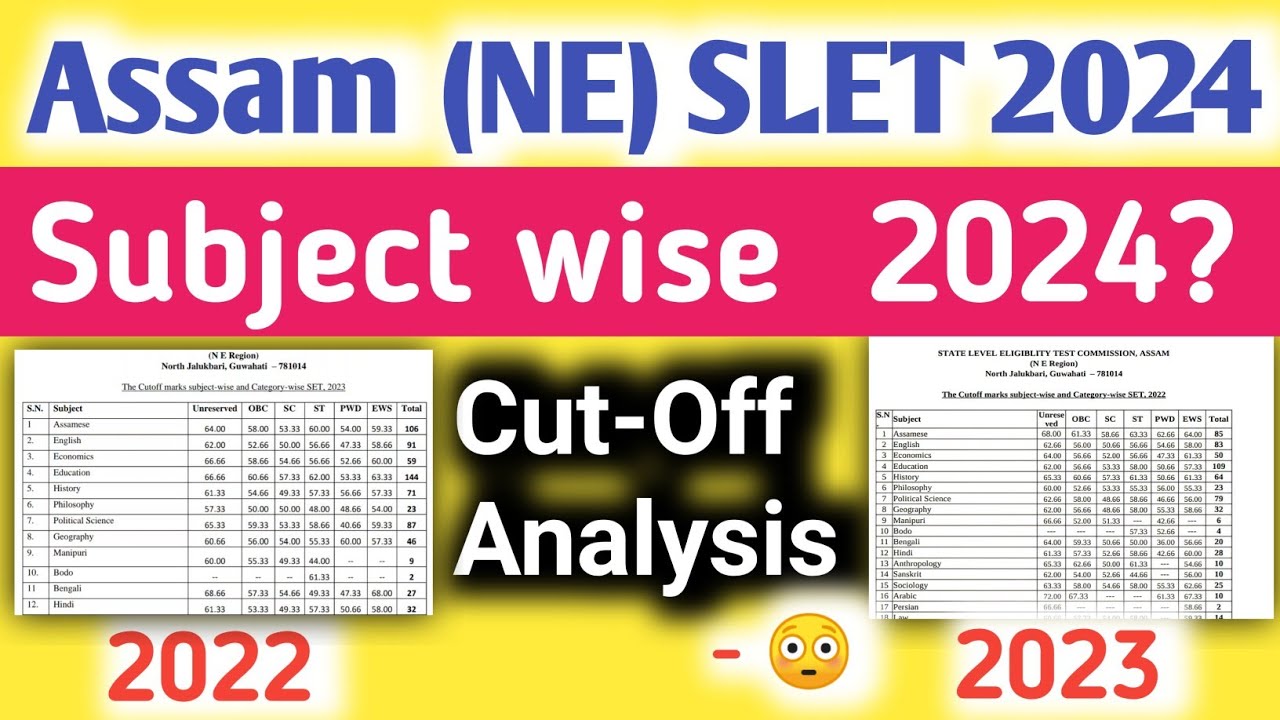 Assam SLET cutoff 2022 | 2023 | 2024?| North east set cutoff |