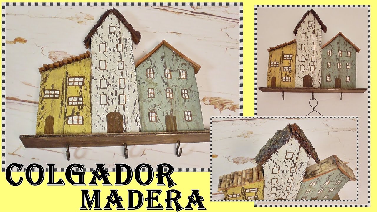 Como hacer un COLGADOR DE CASITAS reciclando madera de PALETS / MANUALIDADES FÁCILES