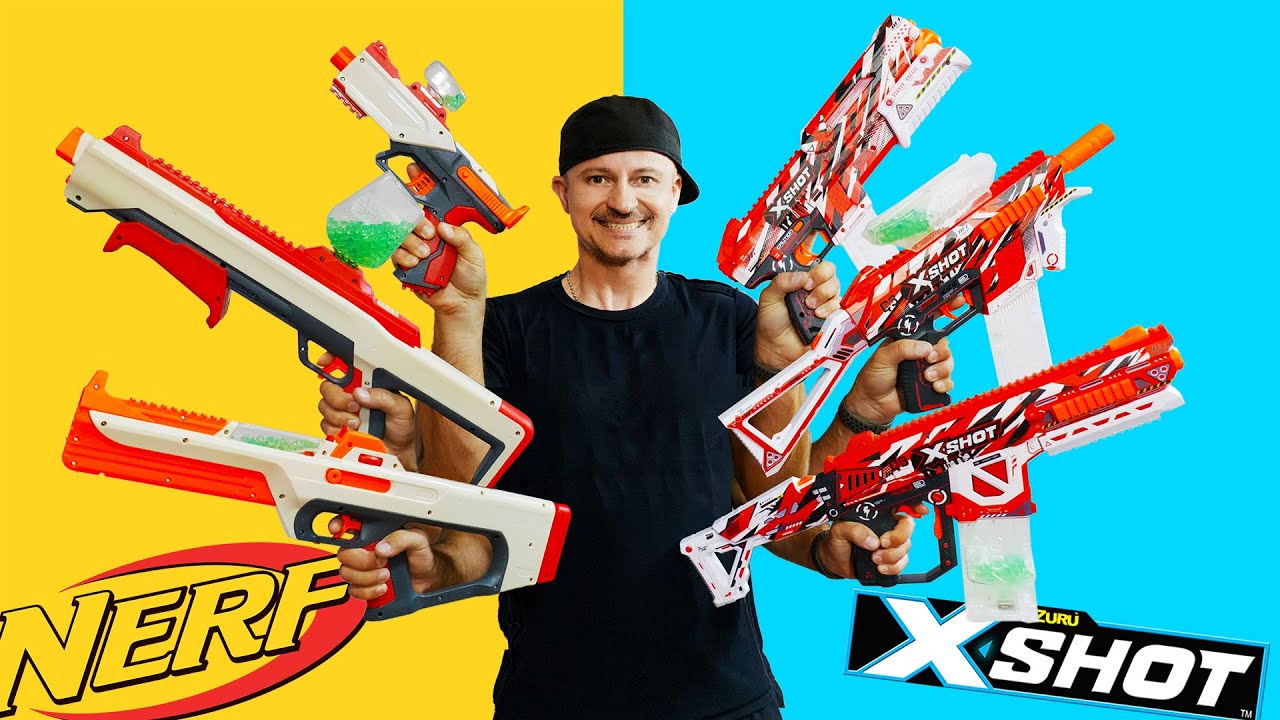 Nerf kontra X-shot - Strzelby z żelatynowymi kulkami - Kt&oacute;ra jest NAJLEPSZA?