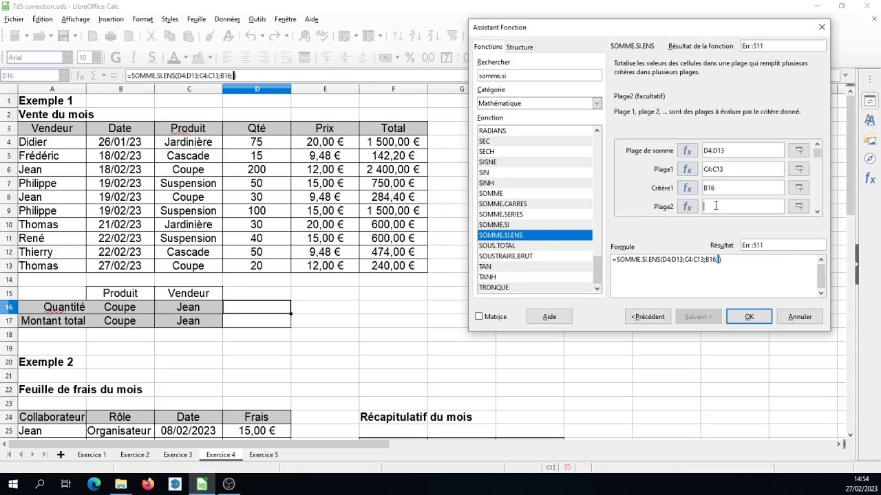 Tuto vidéo : Additionner avec la fonction SOMME.SI.ENS dans LibreOffice Calc