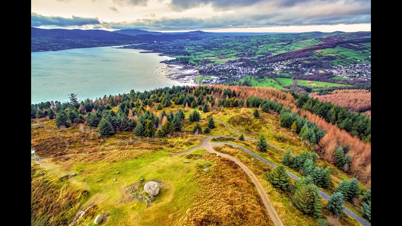 Rostrevor Ireland, Forest Park Cloughmore Big Stone, video of stunning scenery  to Carlingford lough