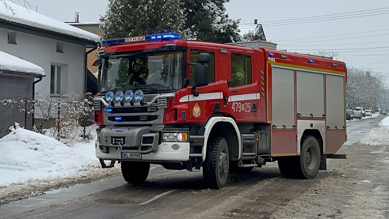 Wyjazd alarmowy 479[M]25 GBA-Rt 3/36 Scania P360 do otwarcia mieszkania. OSP Legionowo.