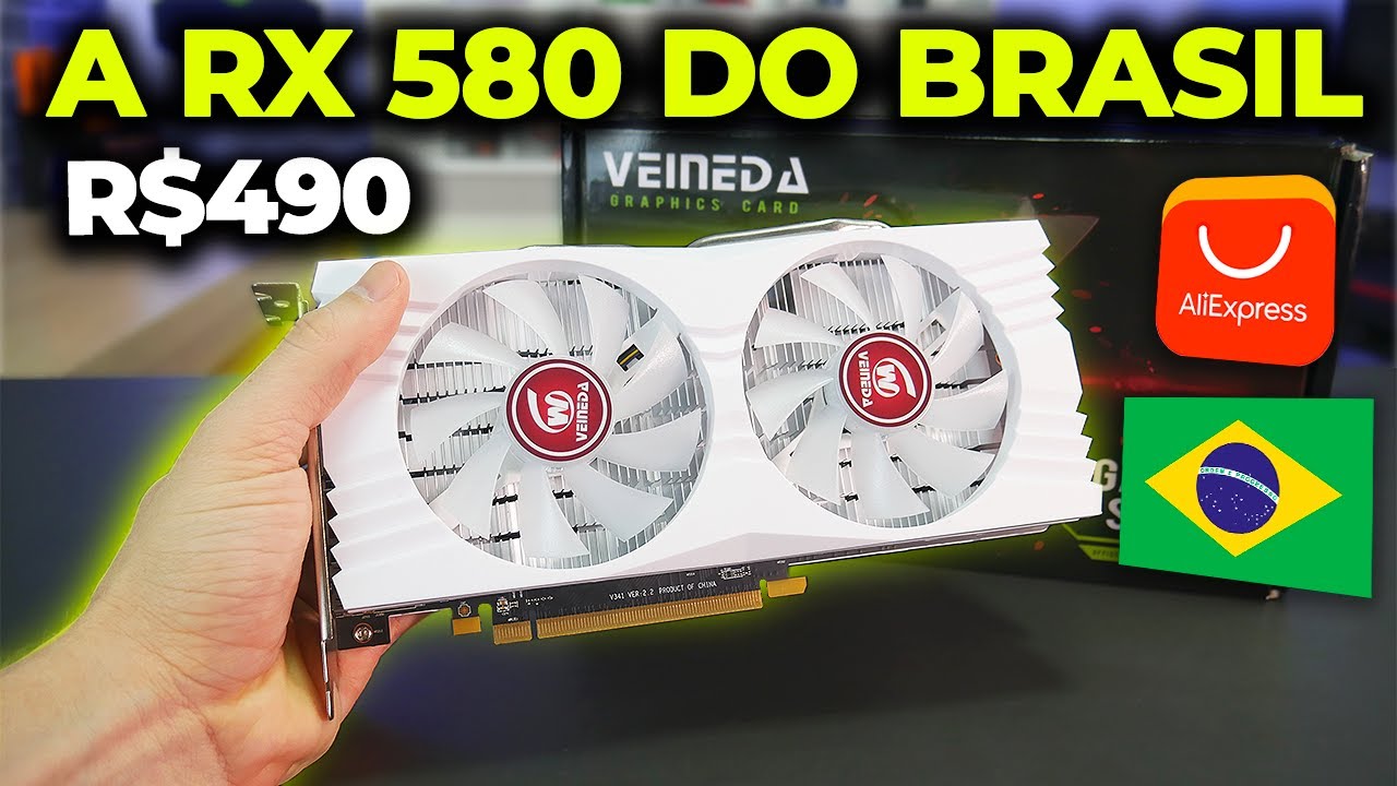 CHEGOU A RX 580 DO ALIEXPRESS VENDIDA NO BRASIL POR R$490! COMPENSA COMPRAR AQUI? TESTES EM JOGOS!