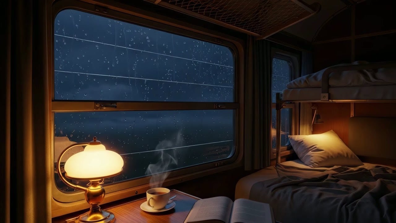 Deep Sleep Journey: Cozy Sleeper Train Rain Ambience for Relaxation, Study & Focus (8 Hours)