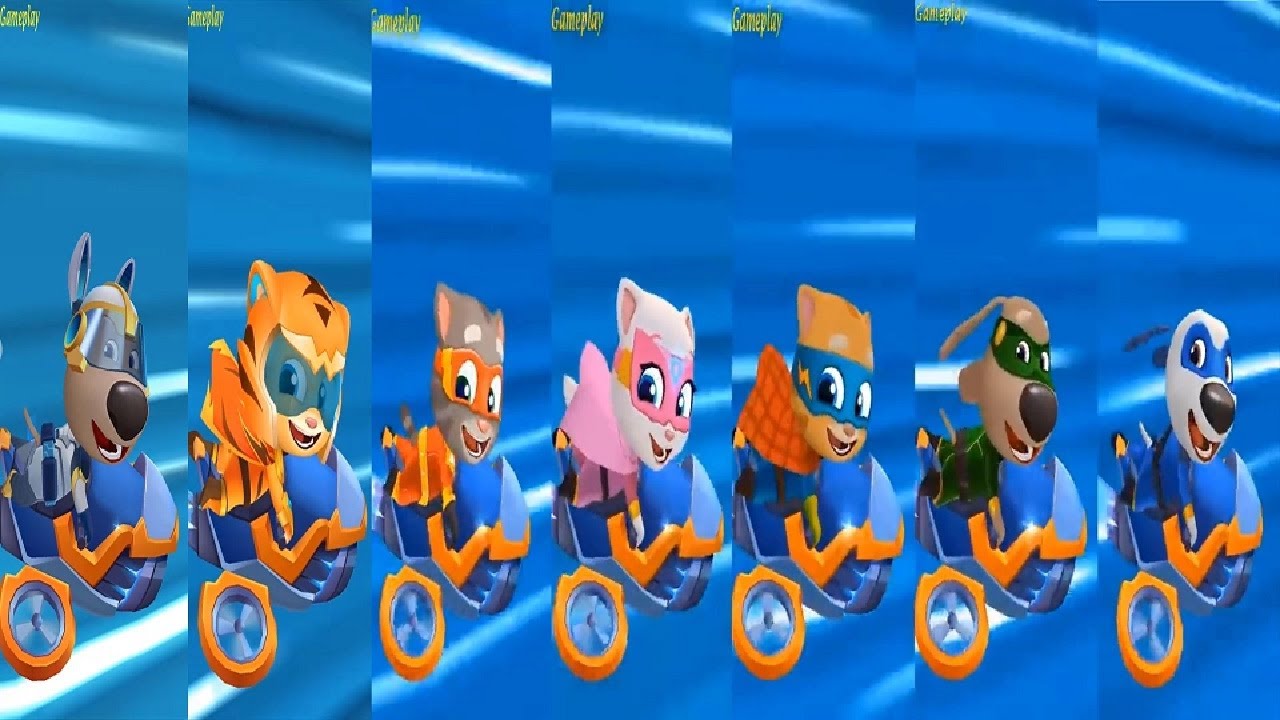 Talking Tom Hero Dash Chinese Version Ride the jet Bike SUPER TOM SUPER ANGELA GINGER SUPER BEN HANK
