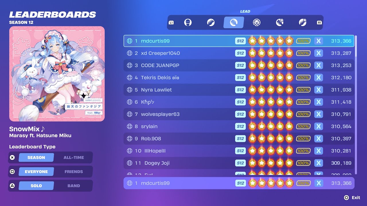 [Fortnite Festival S12] SnowMix♪ Expert Lead 100% FC 1st Place