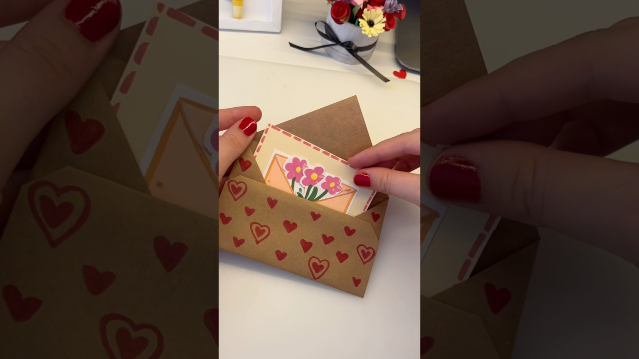 DIY easy paper envelope tutorial 🤍 CUTE and EASY gift idea #diy #papercrafts #giftideas