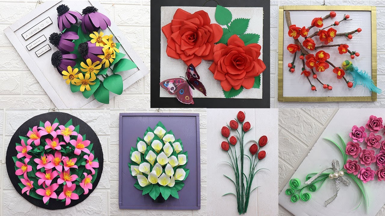 Wall hanging craft ideas flowers easy | Wall hanging painting