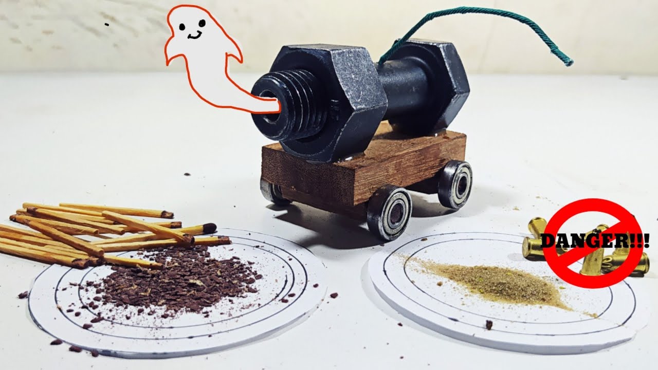 Membuat mini Cannon dari baut || DIY mini cannon