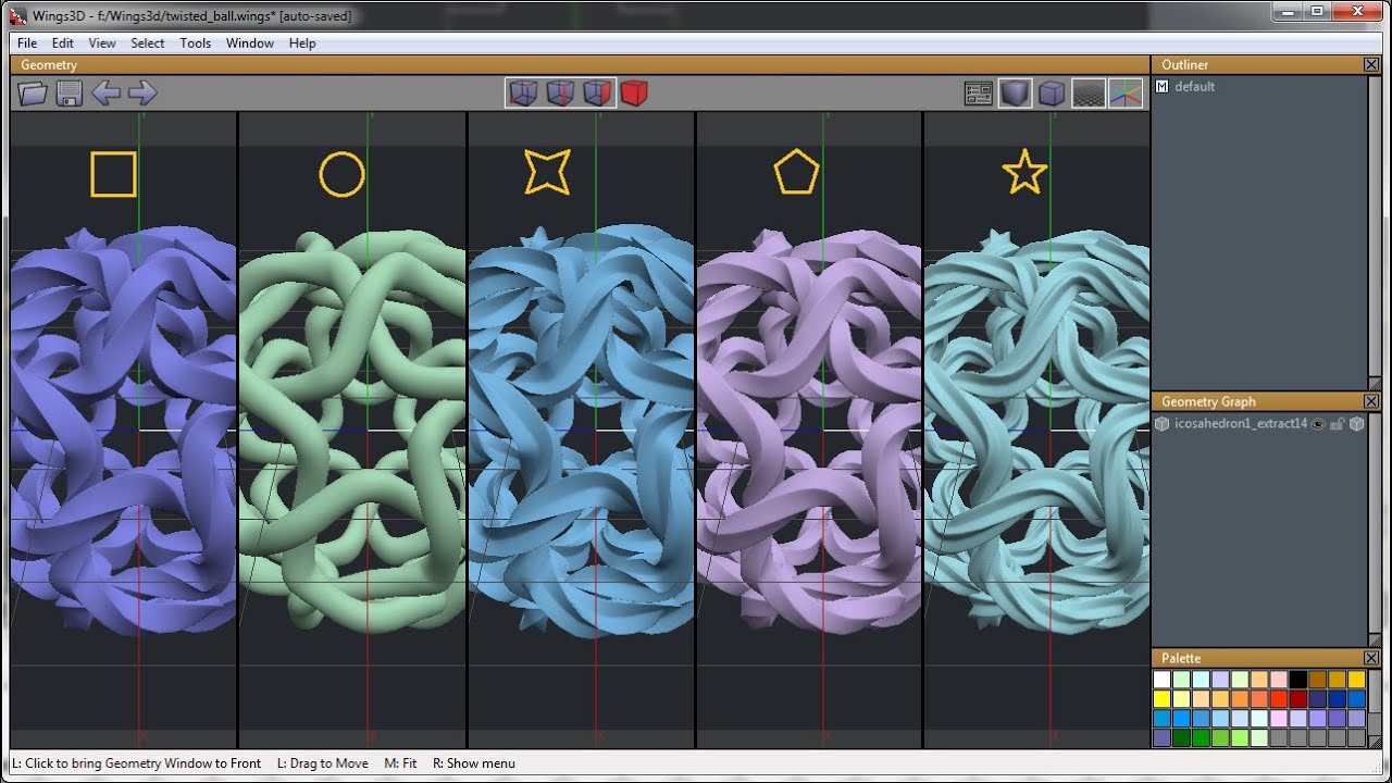 Wings3d: Twisted Starball - Changing the tube shape