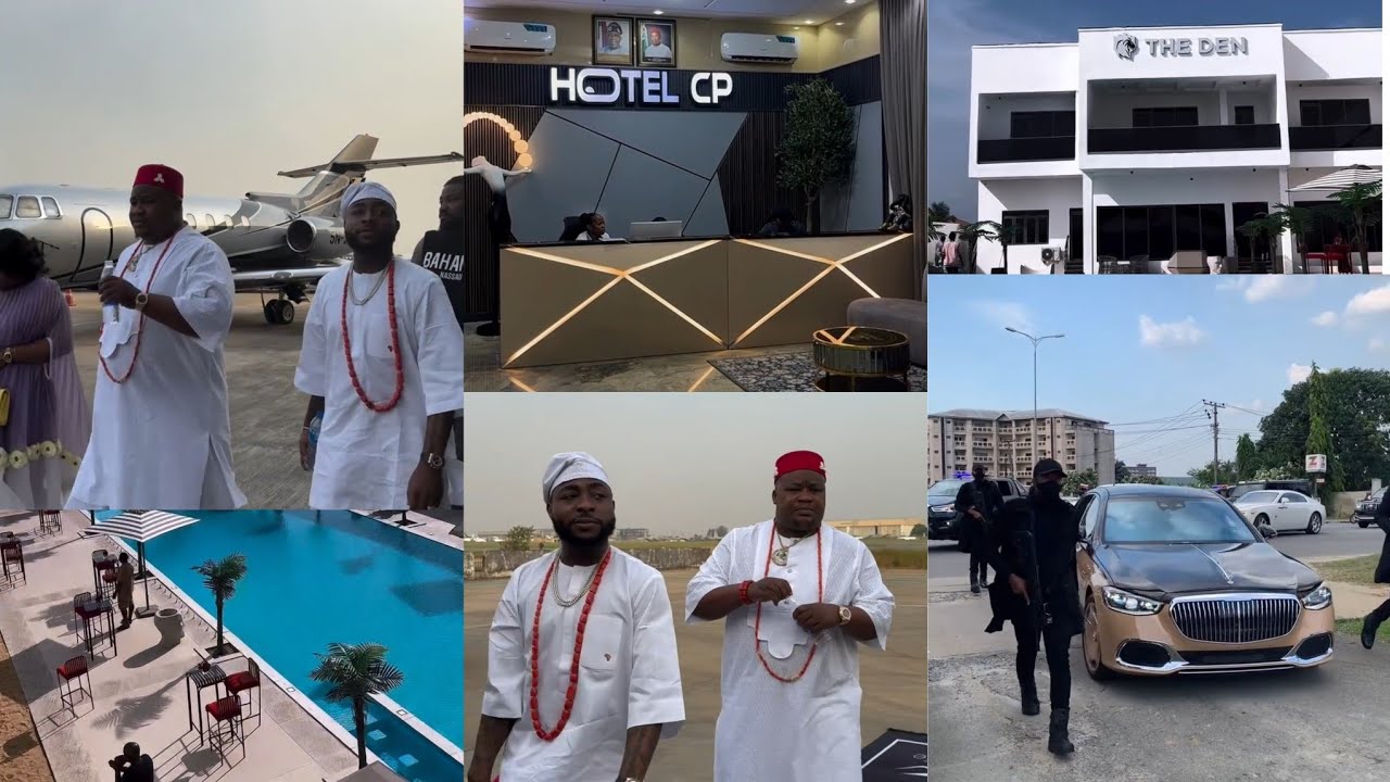 Davido Arrives Owerri for Cubana Chief Priest New Hotel Opening