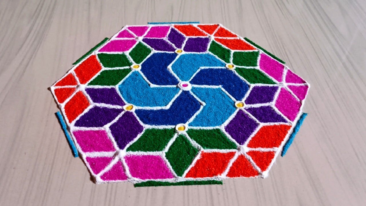|| Dots 9 X 5 Beautiful Rangoli Design For Festival || 