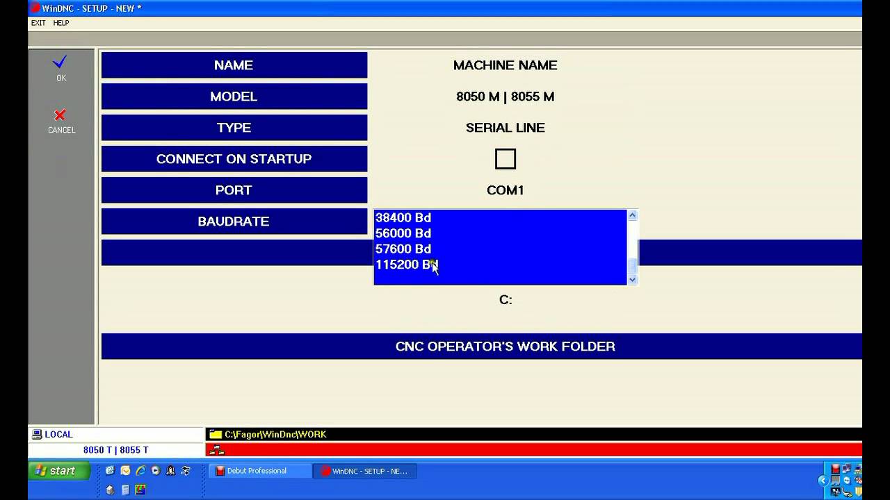 Fagor 8055 RS-232 / WinDNC setup