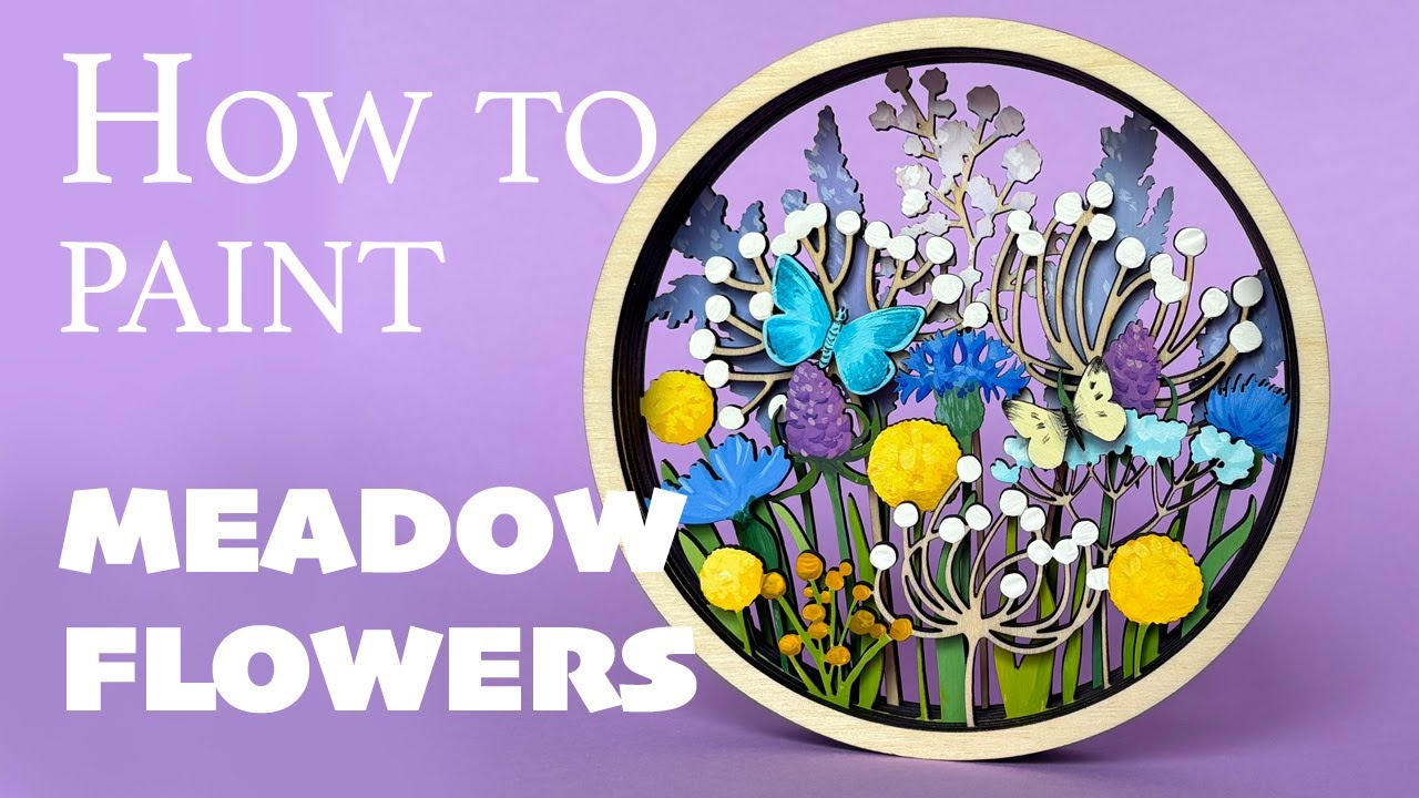 How to paint a weadow flowers. Ornament for laser cutting and painting.