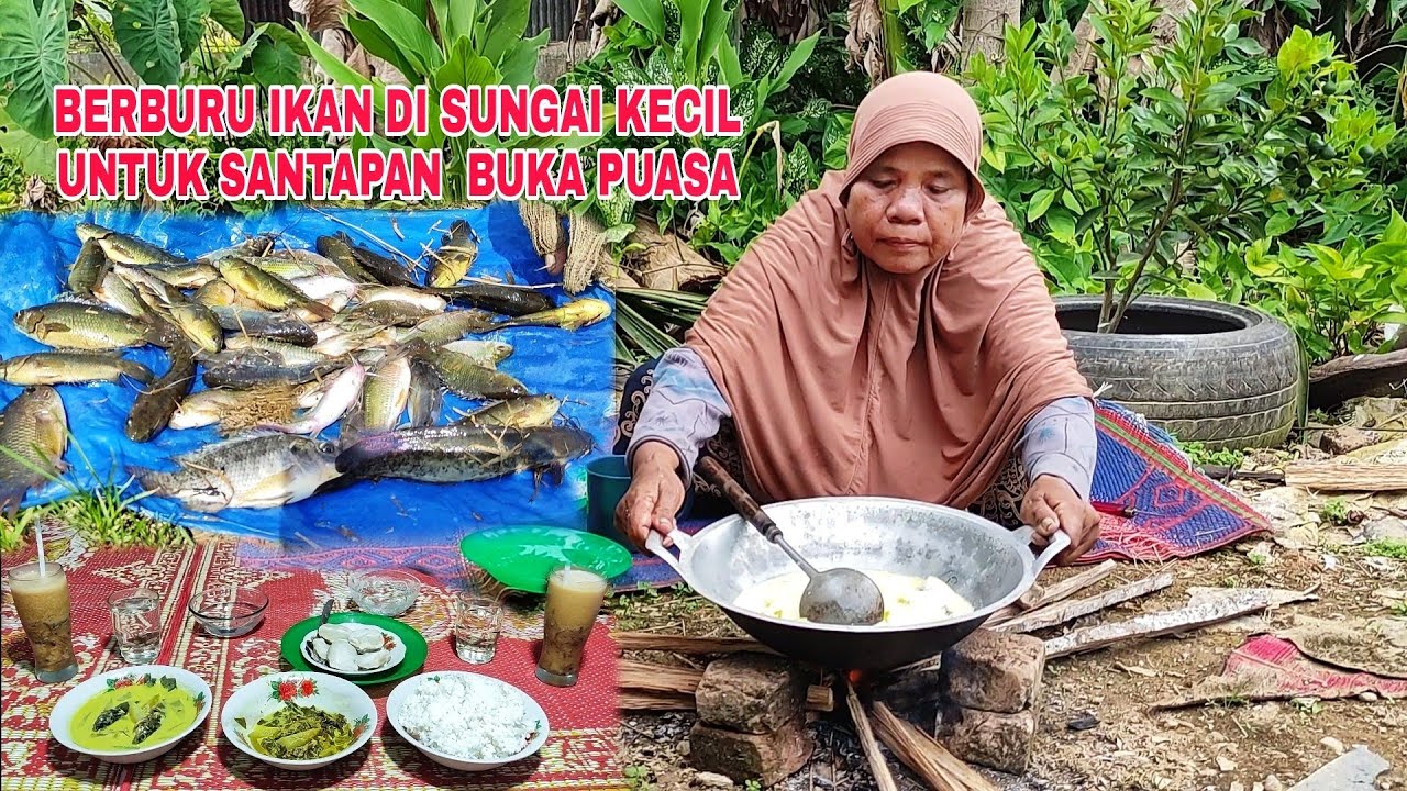 BERBURU IKAN DI SUNGAI KECIL UNTUK SANTAPAN BUKA PUASA.