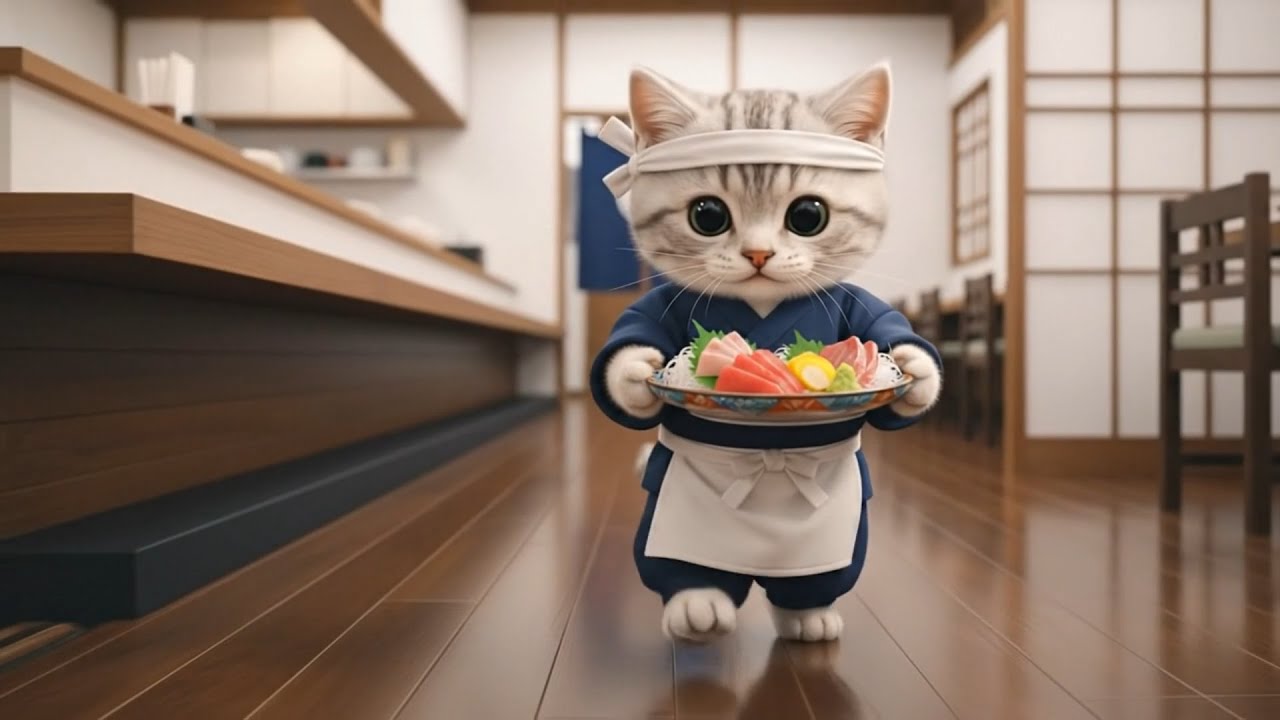 いらっしゃいませ!!猫店員が握る特上寿司   ねこの一日に密着🐱🍣